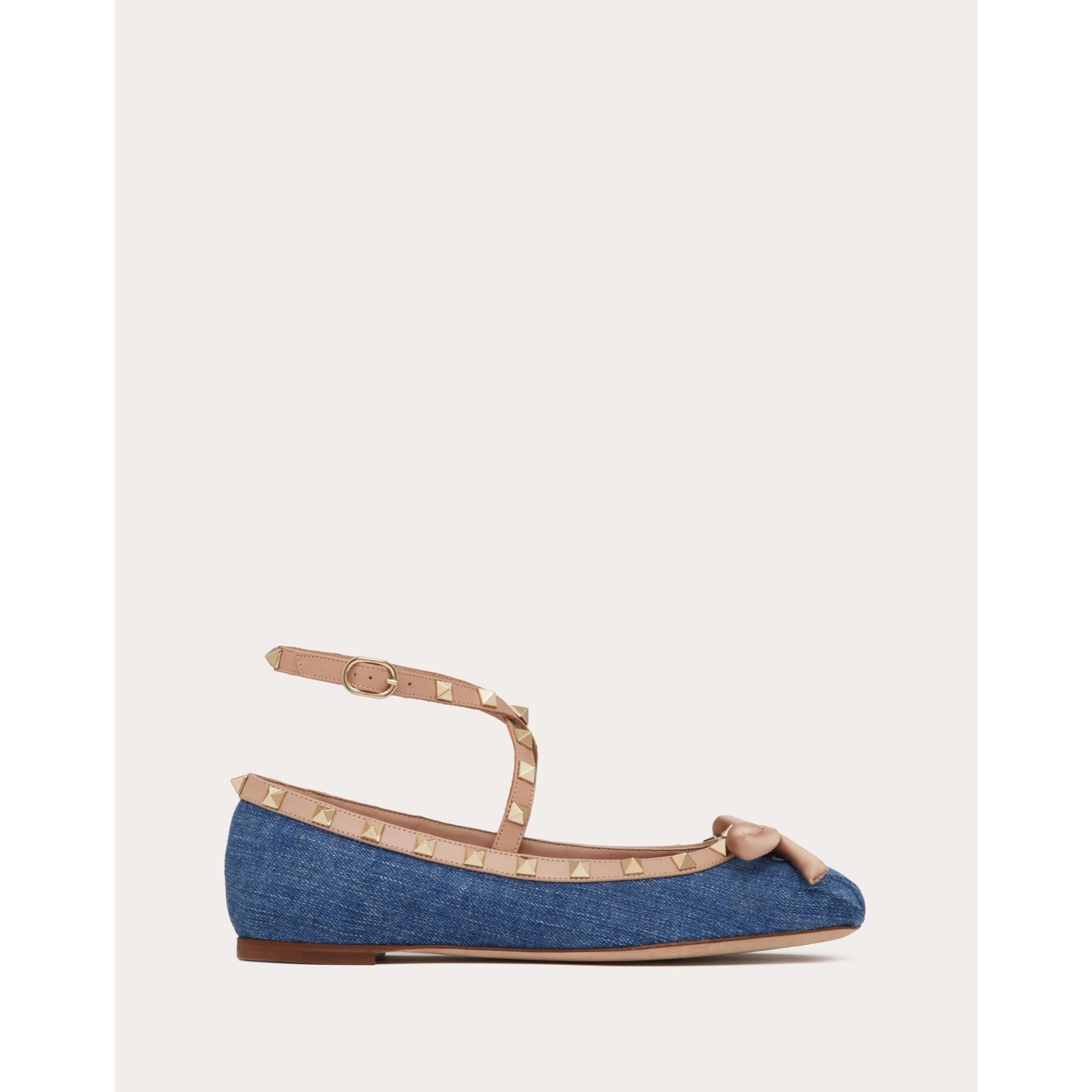 Women Rockstud Ballerina - Denim/Rose Cannelle