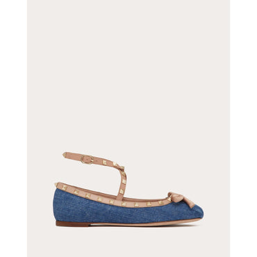Women Rockstud Ballerina - Denim/Rose Cannelle