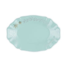 Frill Oval Plate Gold Decoration 32cm - Peppermint Blue