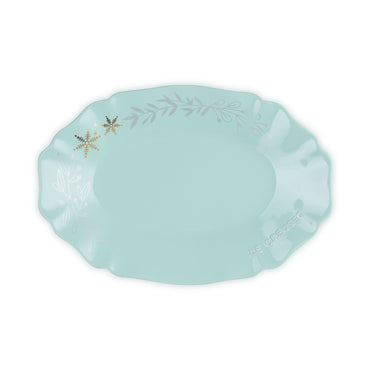 Frill Oval Plate Gold Decoration 32cm - Peppermint Blue