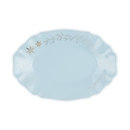 Frill Oval Plate Gold Decoration 32cm - Light Coastal Blue