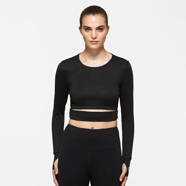 Titika Beatrix Long Sleeve Crop Top - Black Stripes