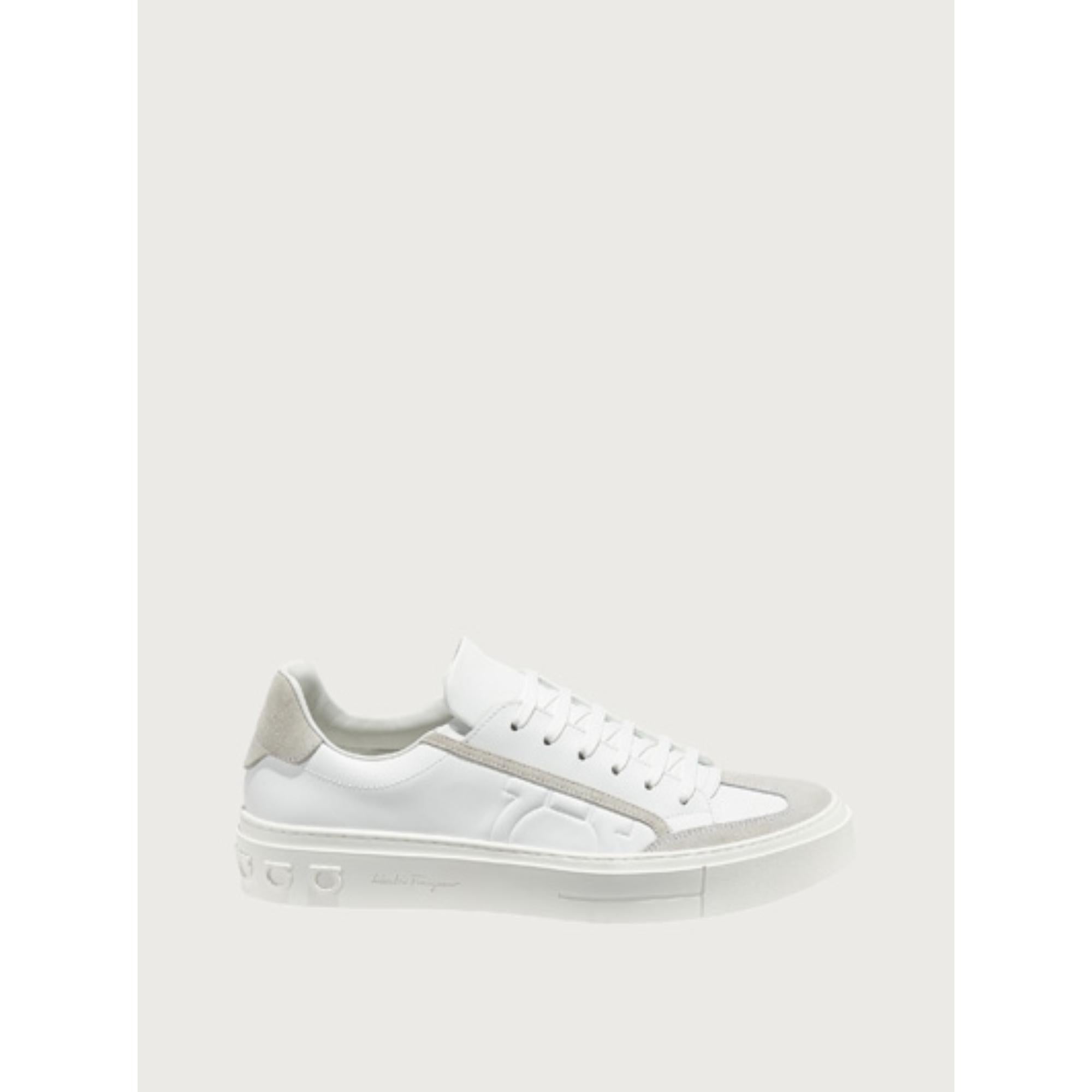 Men Gancini Sneakers [Width: M] - Matte White/White