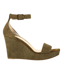 Pénélope Style Python Wedged Sandals - Khaki