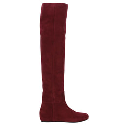 Amazone Velours Flat Boots - Burgundy