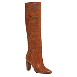 Bottes Looks Croco Hight-Heel Boots - Cognac