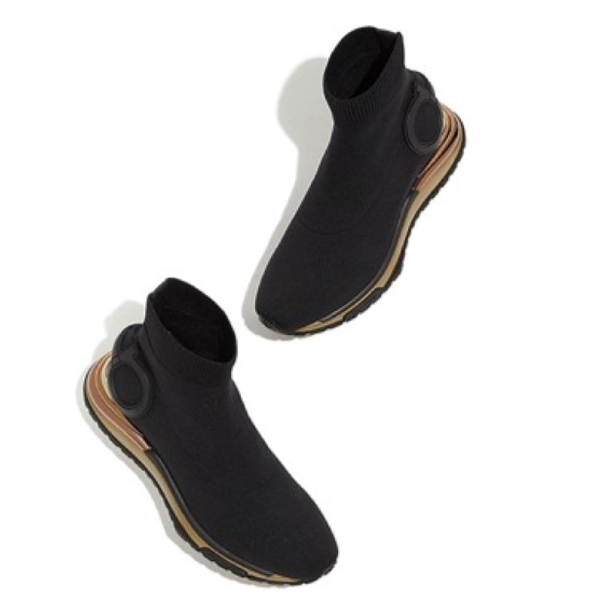 Women Gancini Sock Sneakers [Width: 1C] - Black