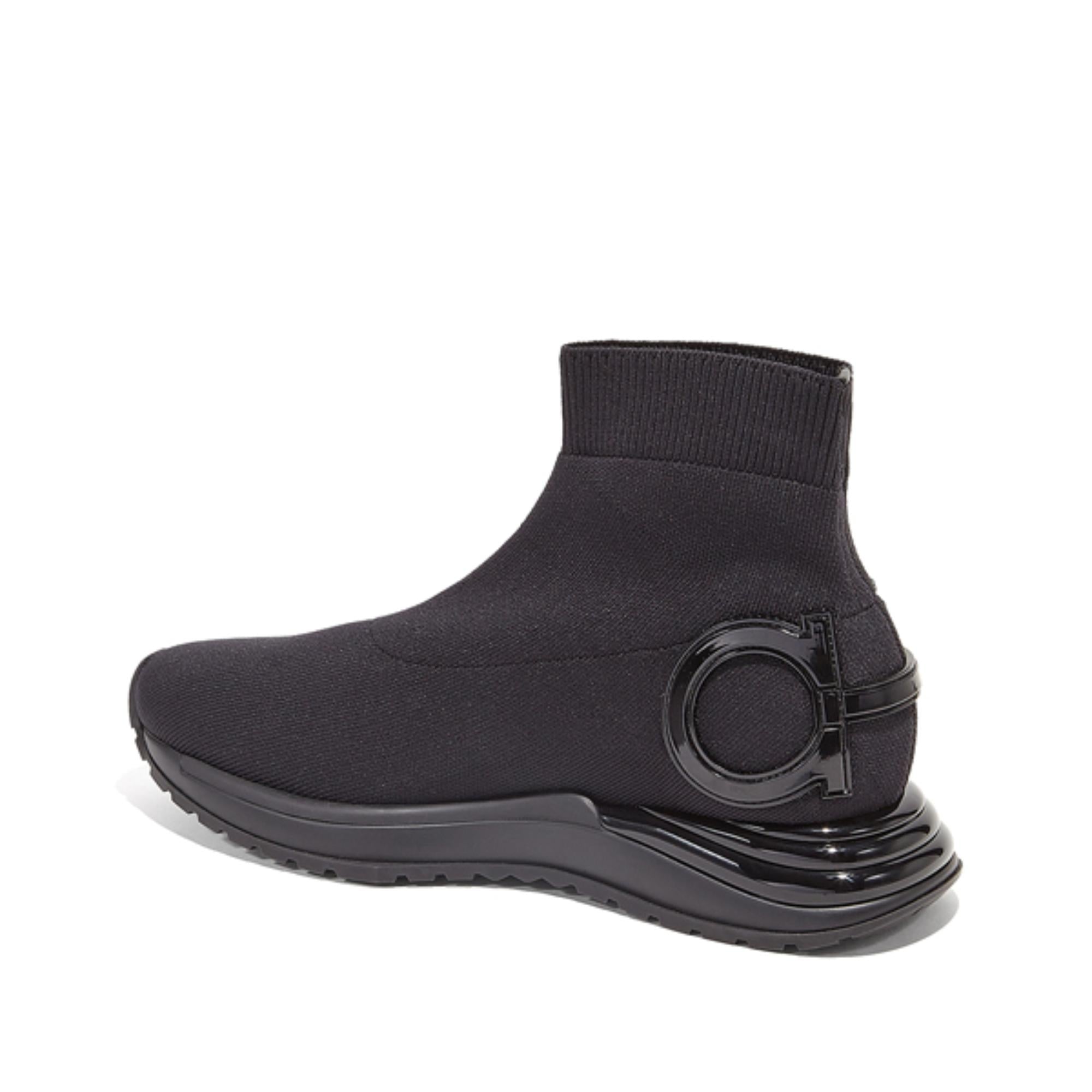 Women Gancini Sock Sneakers [Width: 1C] - Black