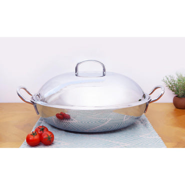 S/S 5-Ply Wok with 2 Handles with Lid - 36 Inch