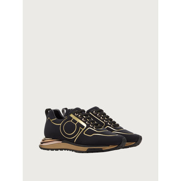 Women Gancini Sneakers [Width: 1C] - Black/Gold