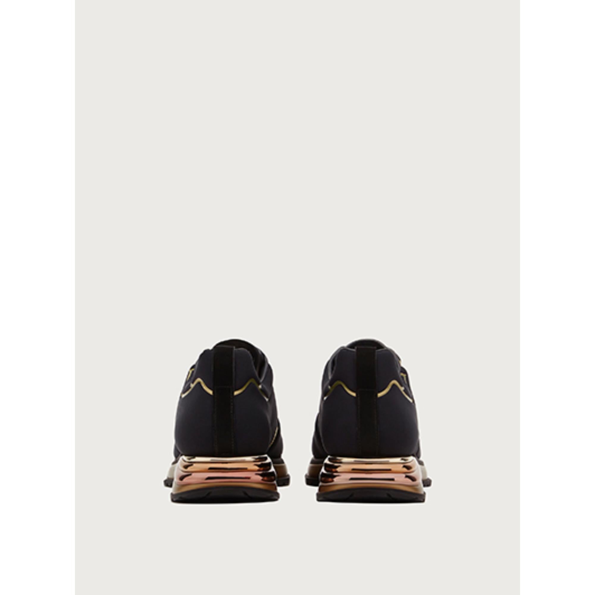 Women Gancini Sneakers [Width: 1C] - Black/Gold