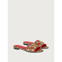 Women Gancini Sliders [Width: 1D] - Sand/Black/Lipstick Red