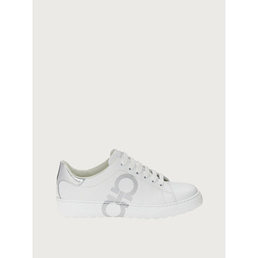 Women Gancini Sneakers [Width: 1C] - White/Silver