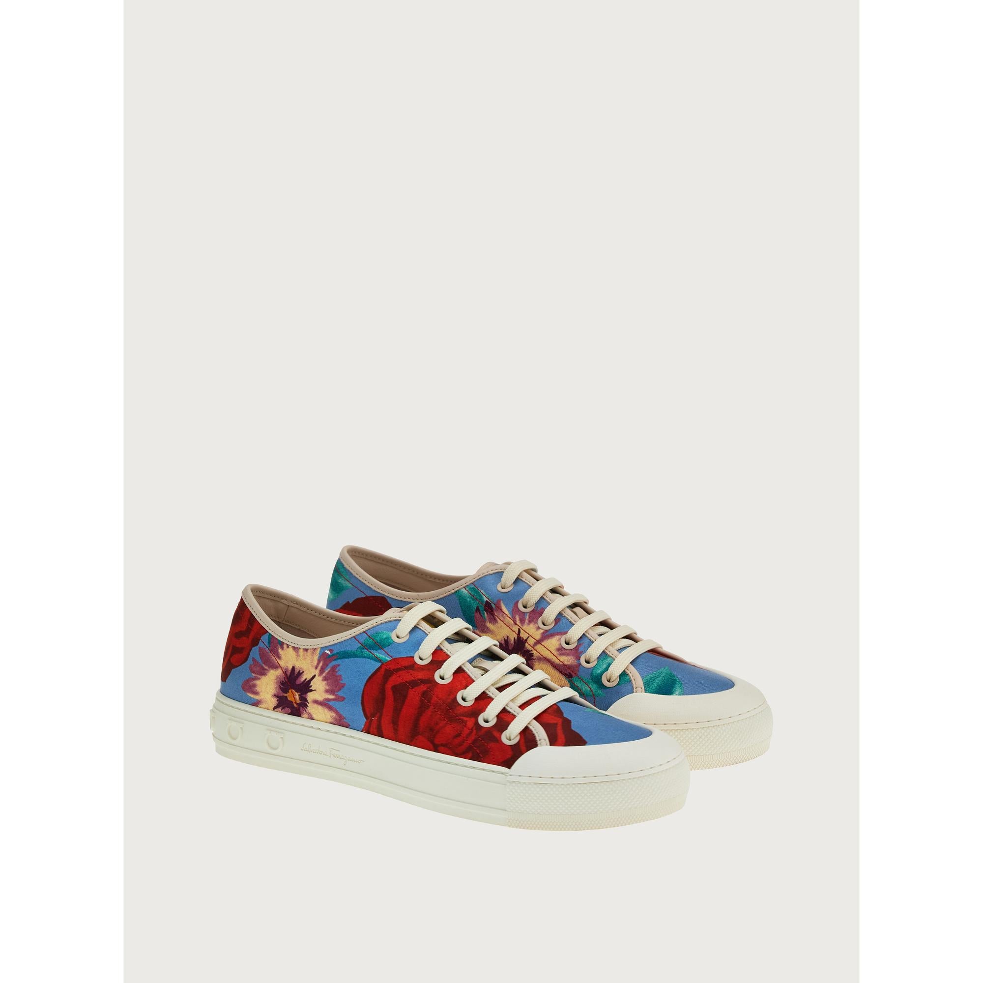 Women Printed Sneakers [Width: 1C] - Chambray/Red/Bone