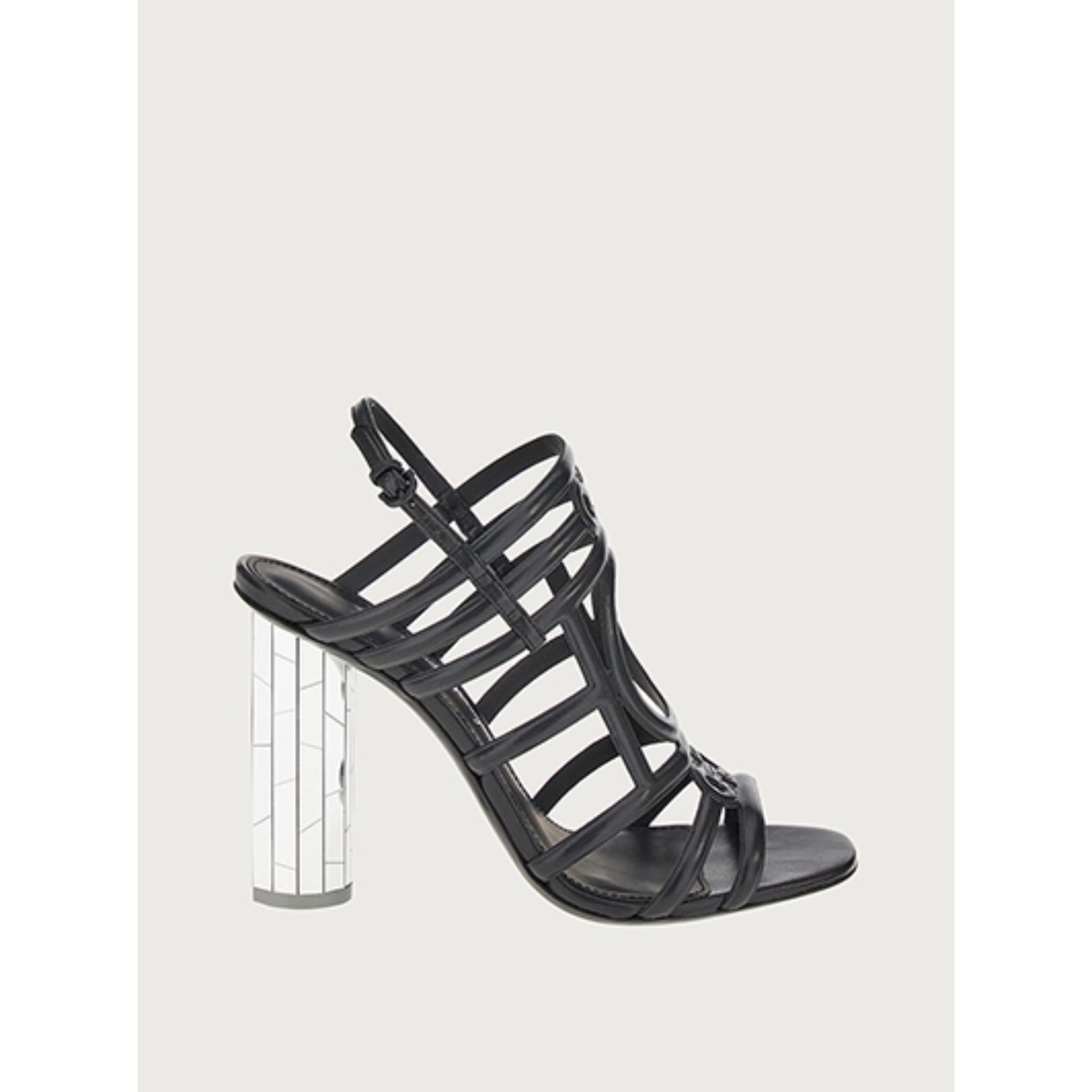 Women Mirrored Heel Strappy Sandals [Width: 1D] - Black