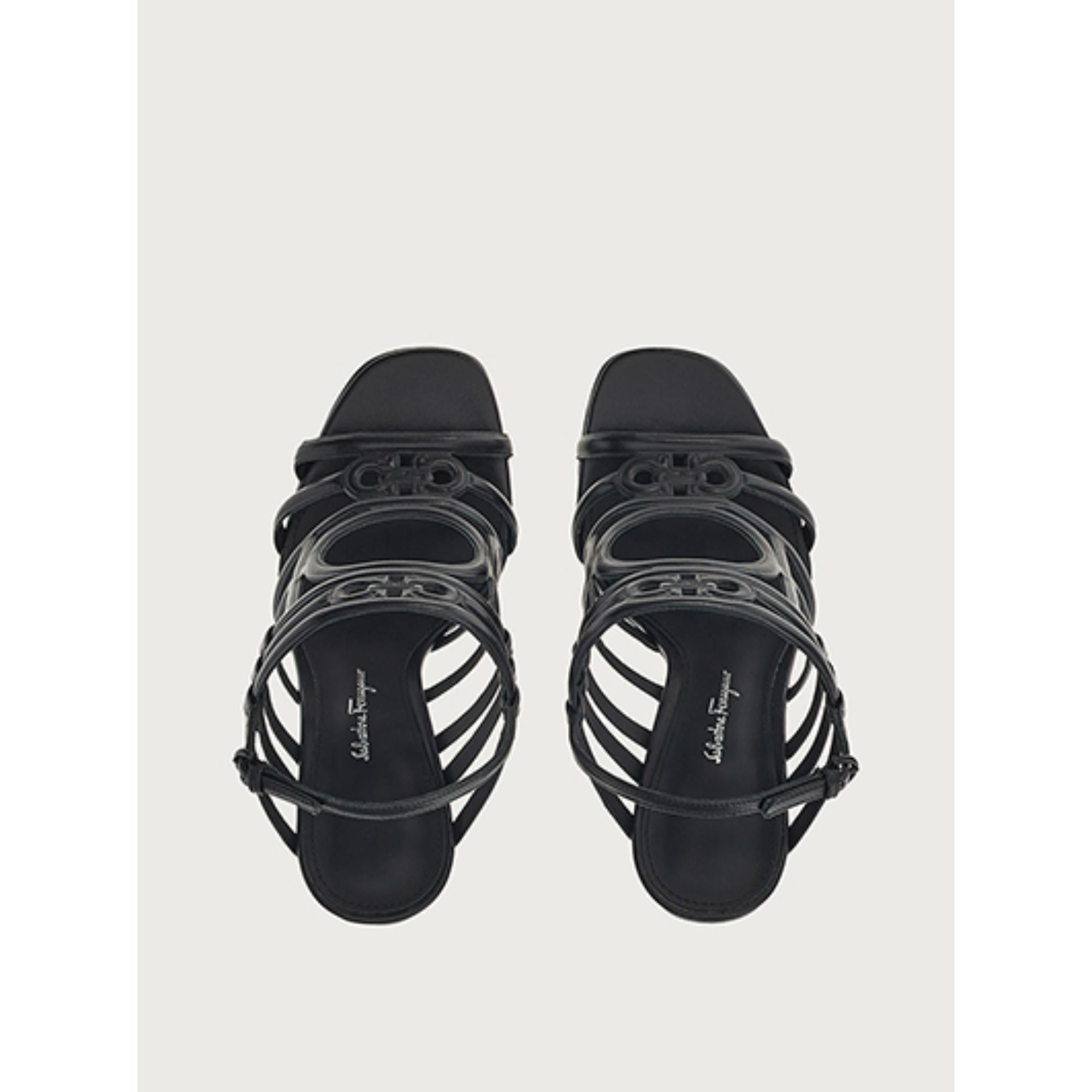 Women Mirrored Heel Strappy Sandals [Width: 1D] - Black