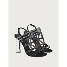 Women Mirrored Heel Strappy Sandals [Width: 1D] - Black