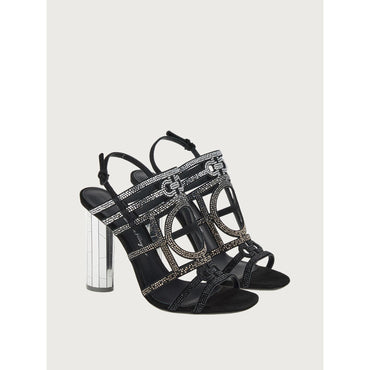 Women Mirrored Heel Strappy Sandals [Width: 1D] - Black