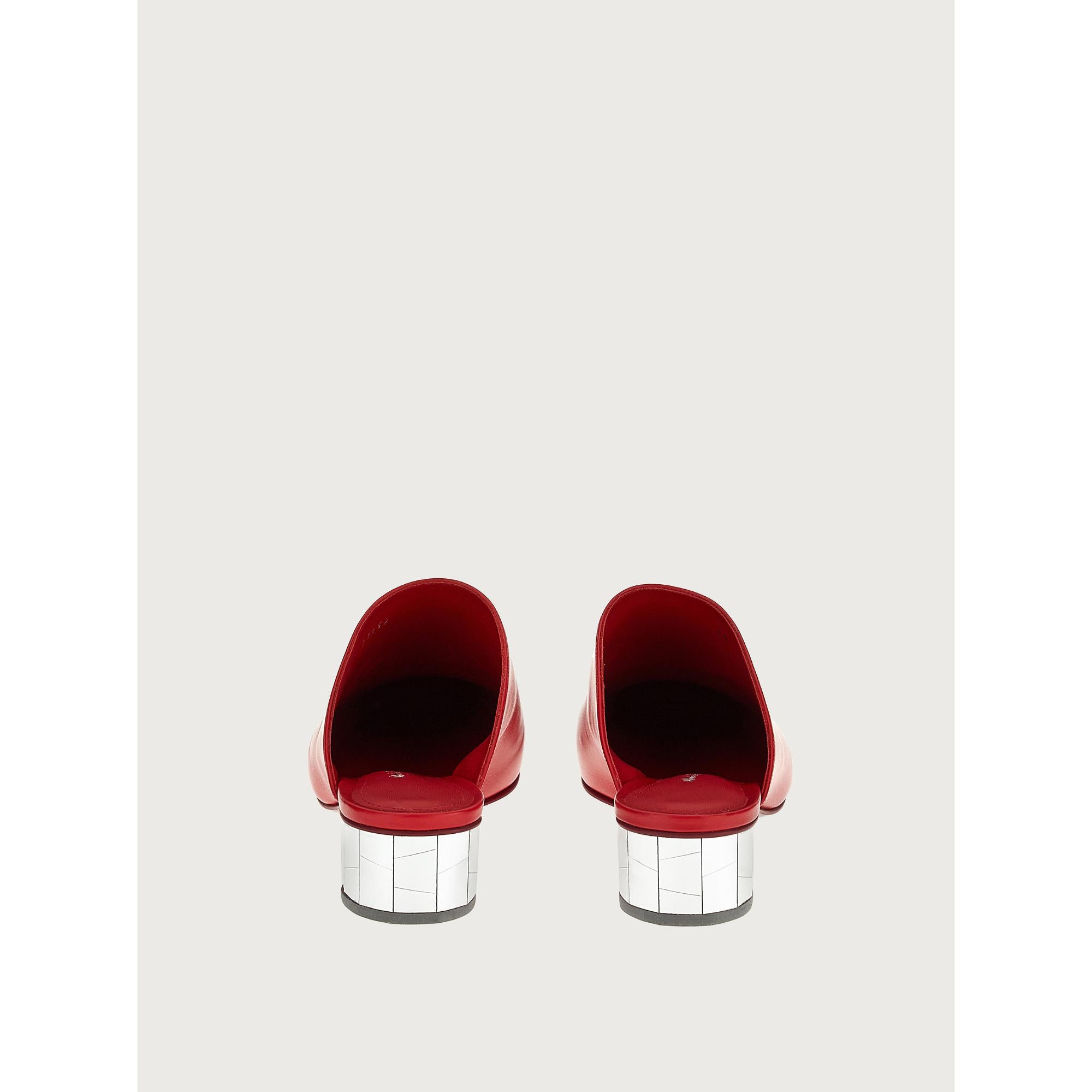 Women Mirrored Heel Mules [Width: 1D] - Lipstick Red