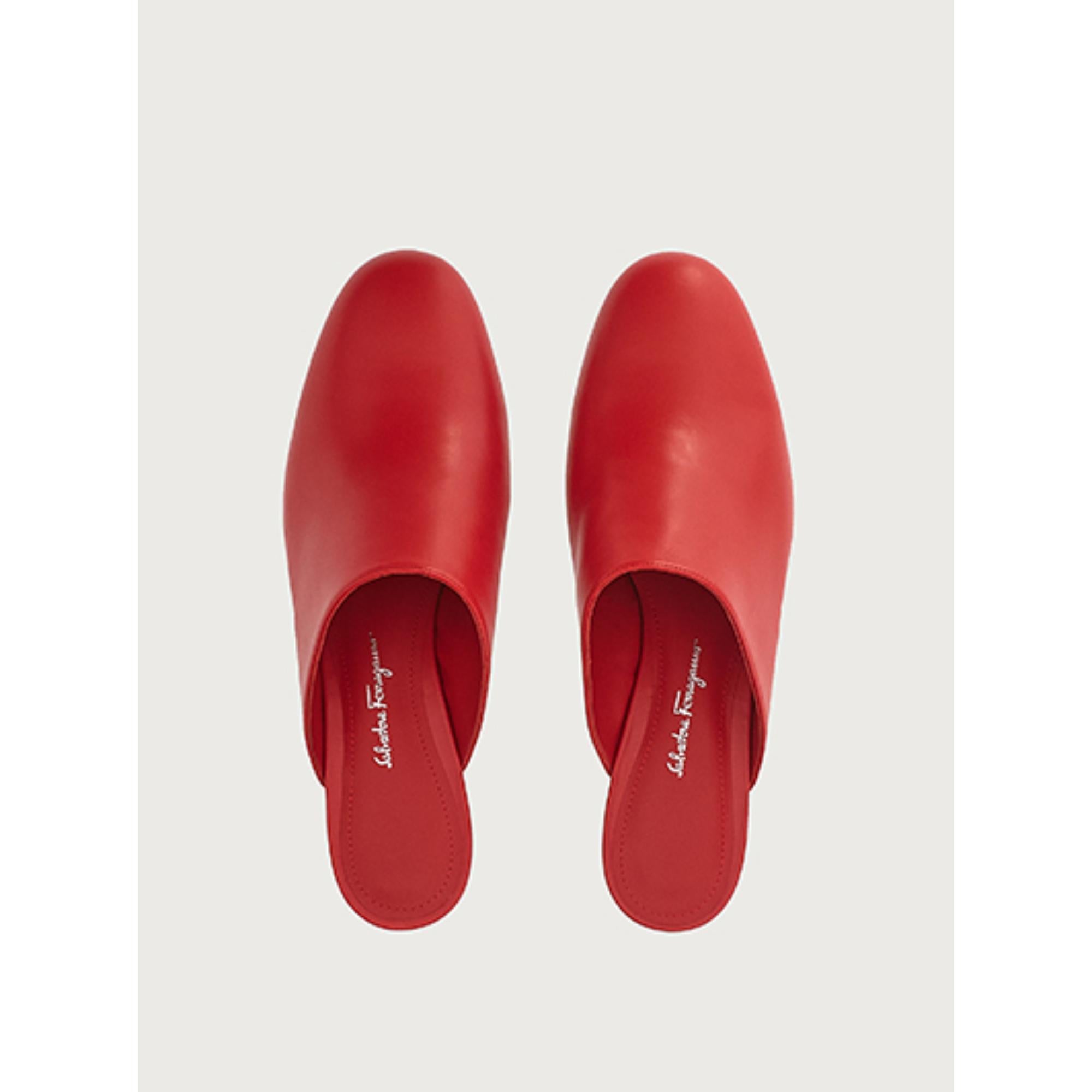 Women Mirrored Heel Mules [Width: 1D] - Lipstick Red