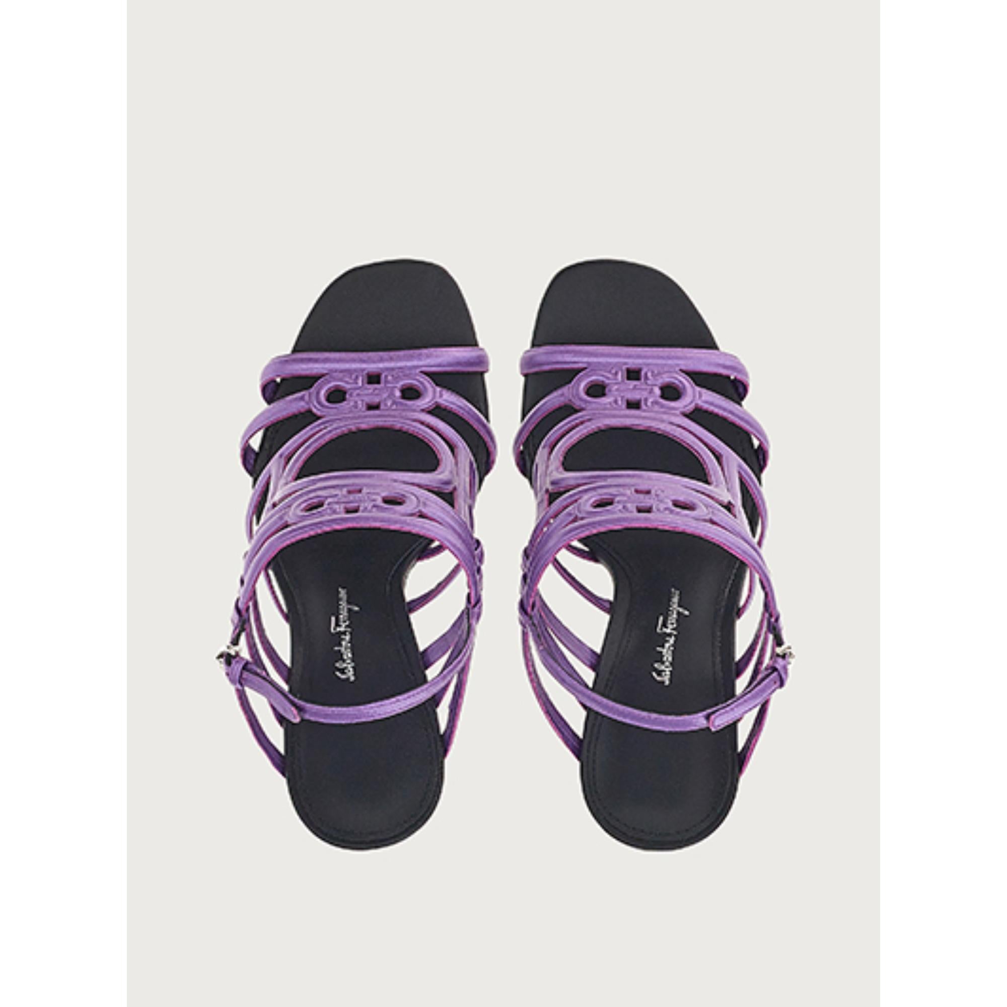 Women Mirrored Heel Strappy Sandals [Width: 1D] - Deep Purple