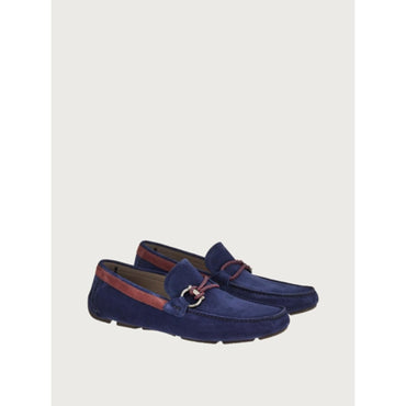 Men Driver with Gancini Ornament [Width: 3E] - Blue Marine