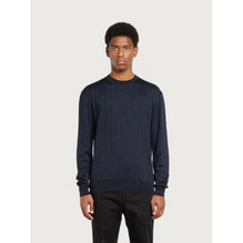 Men Gancini Round Neck Sweater - Midnight Blue