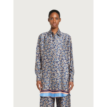 Women Jacquard Silk Tunic - Multicolor