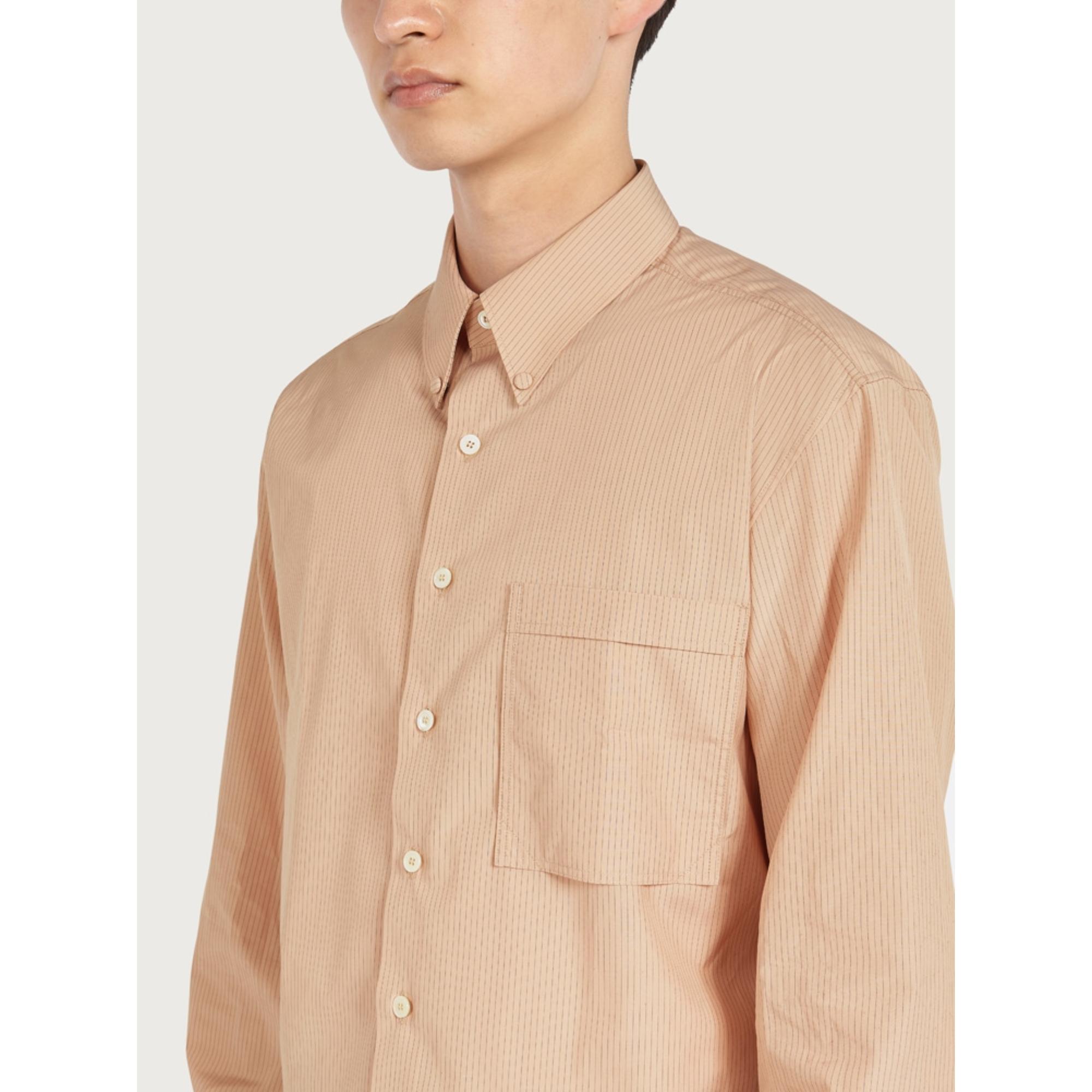 Men Button Down Shirt - Amaretti/Sequoia Red