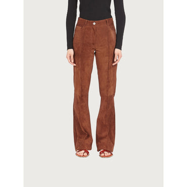 Women Suede Five Pocket Trouser - Mogensen Brown