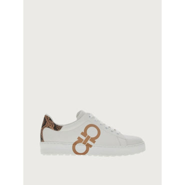 Women Gancini Sneakers [Width: 1C] - Amaretti/Optic White