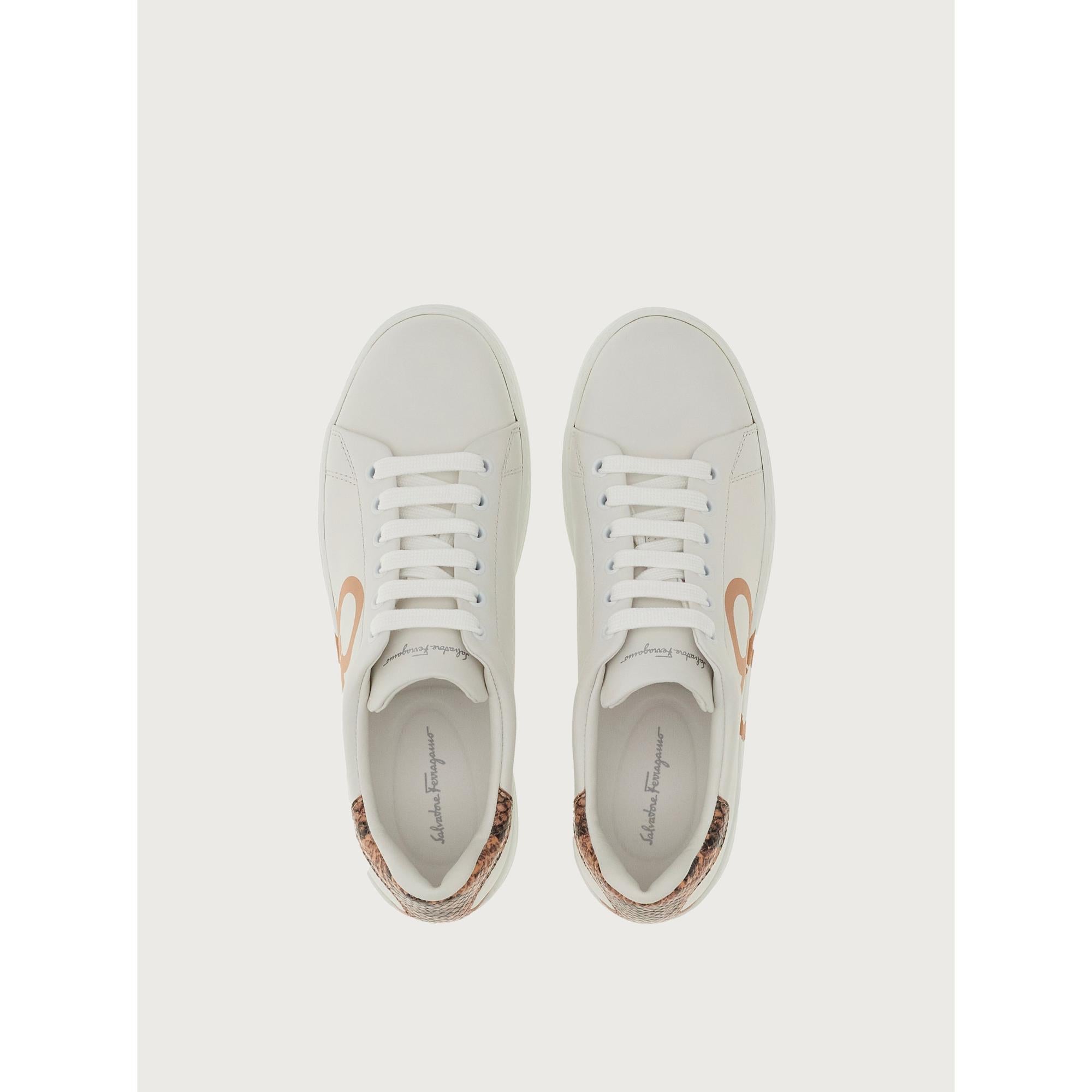 Women Gancini Sneakers [Width: 1C] - Amaretti/Optic White