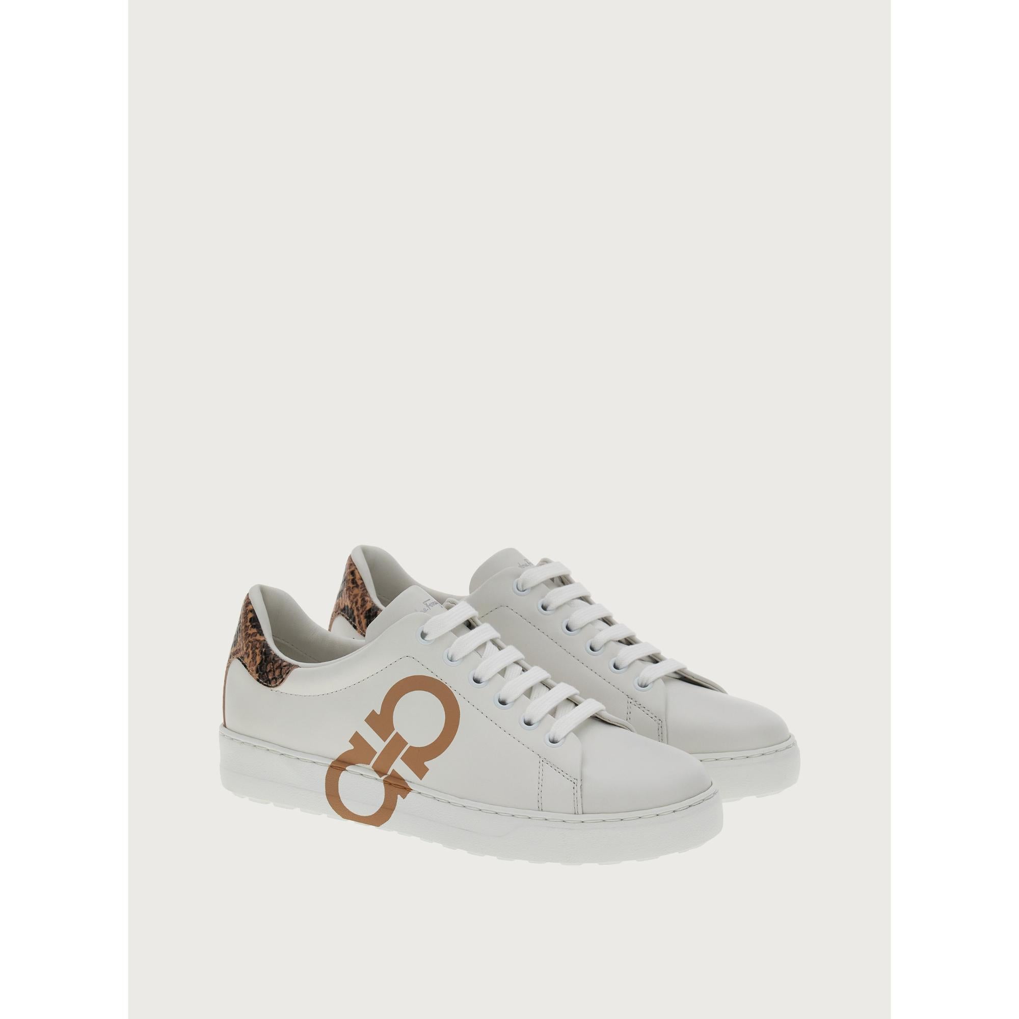 Women Gancini Sneakers [Width: 1C] - Amaretti/Optic White