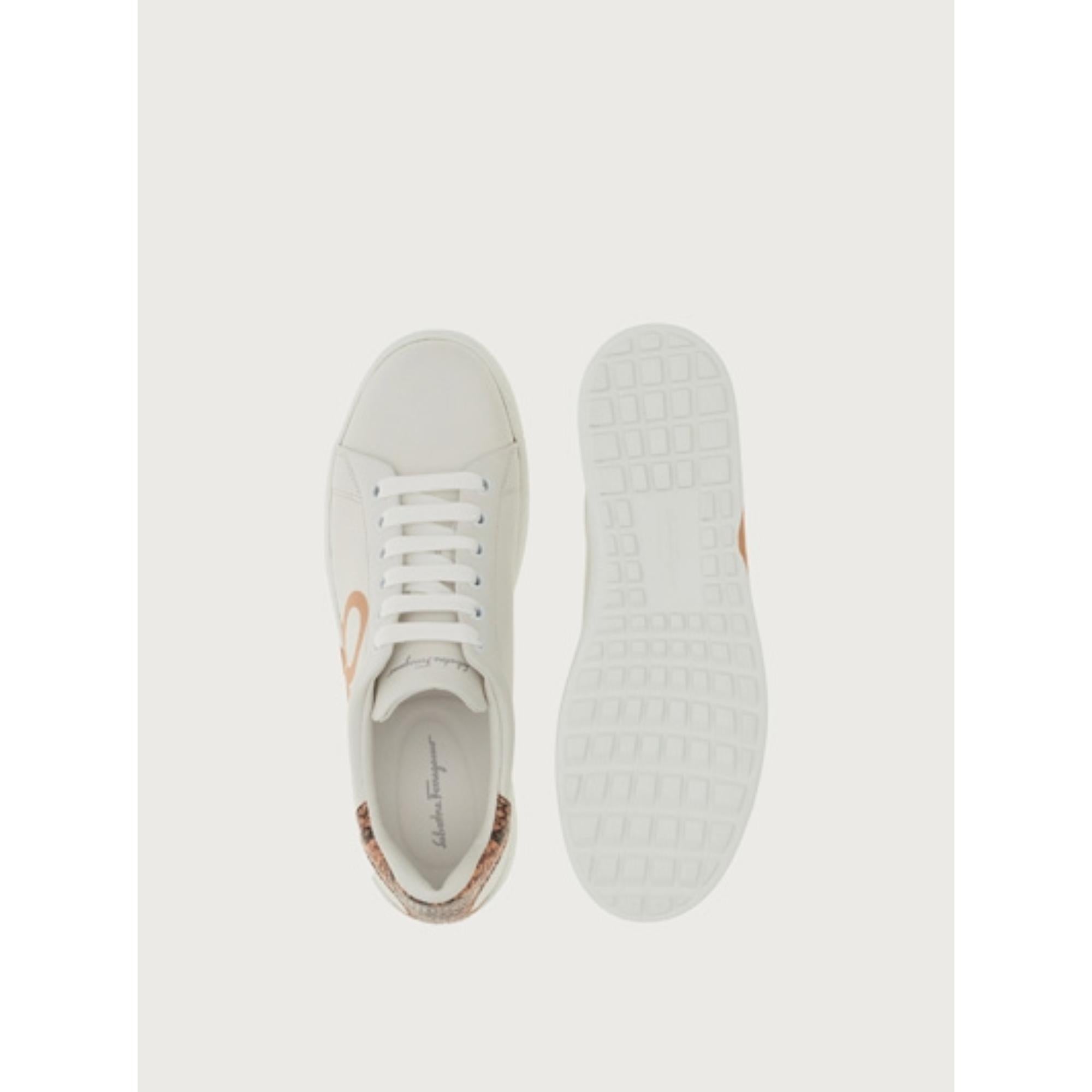 Women Gancini Sneakers [Width: 1C] - Amaretti/Optic White