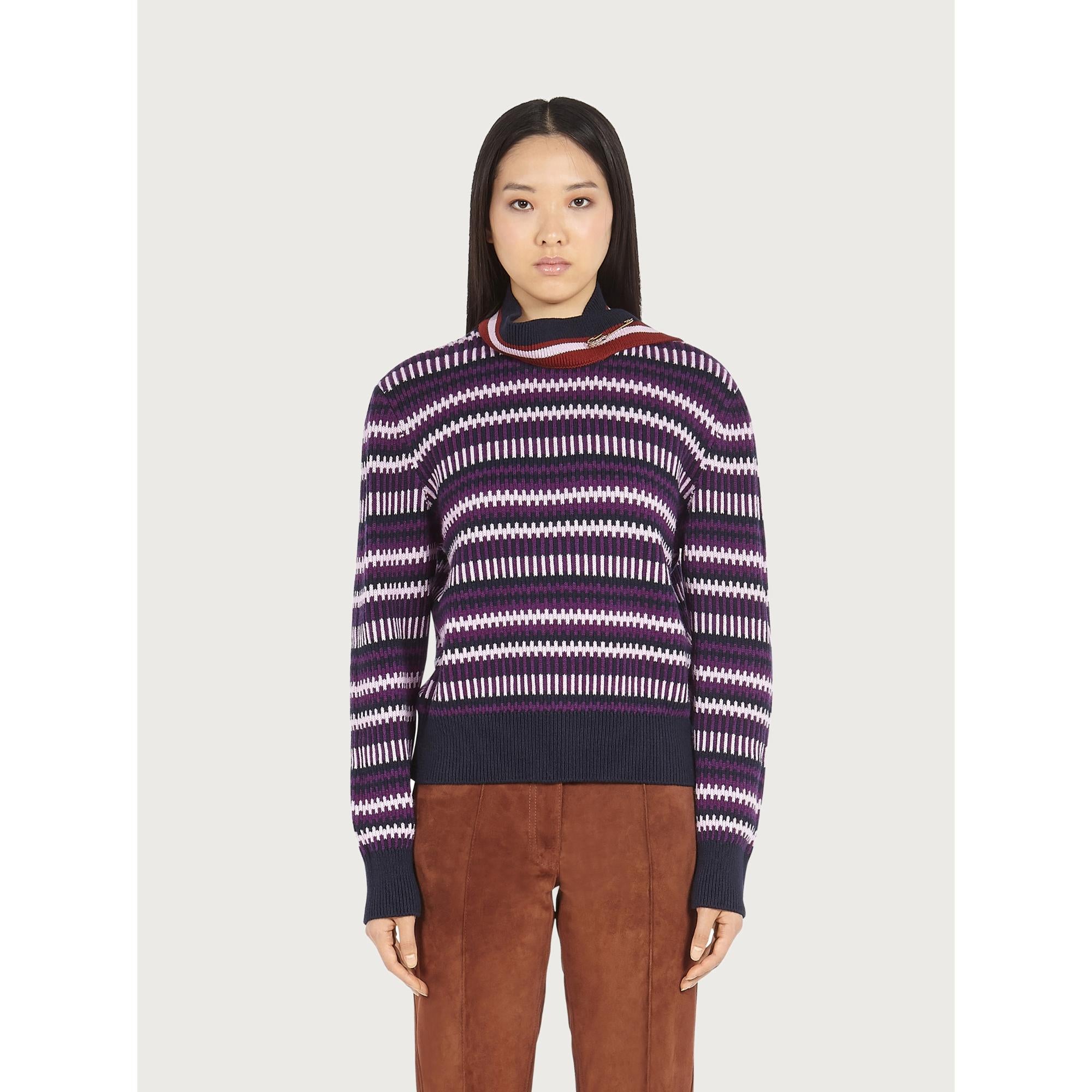 Women Sweater with Safety Pin Detail - Multicolor