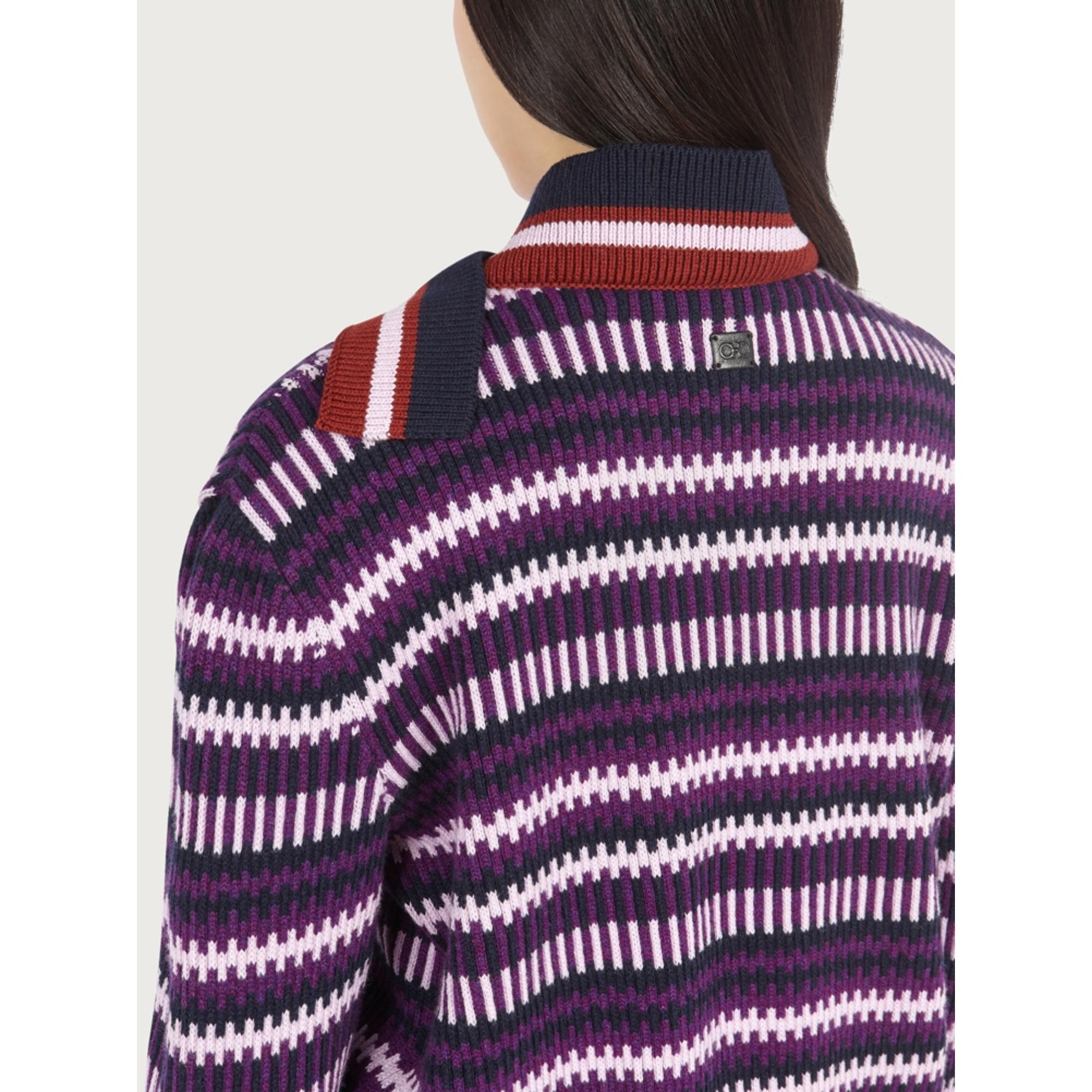 Women Sweater with Safety Pin Detail - Multicolor