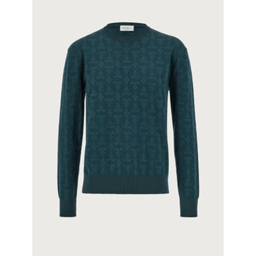 Men Jacquard Gancini Sweater - Agrifoglio Blue