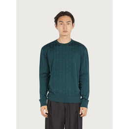 Men Jacquard Gancini Sweater - Agrifoglio Blue