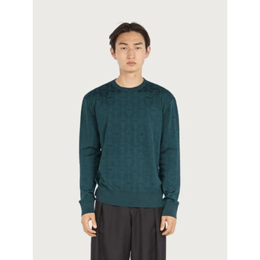 Men Jacquard Gancini Sweater - Agrifoglio Blue