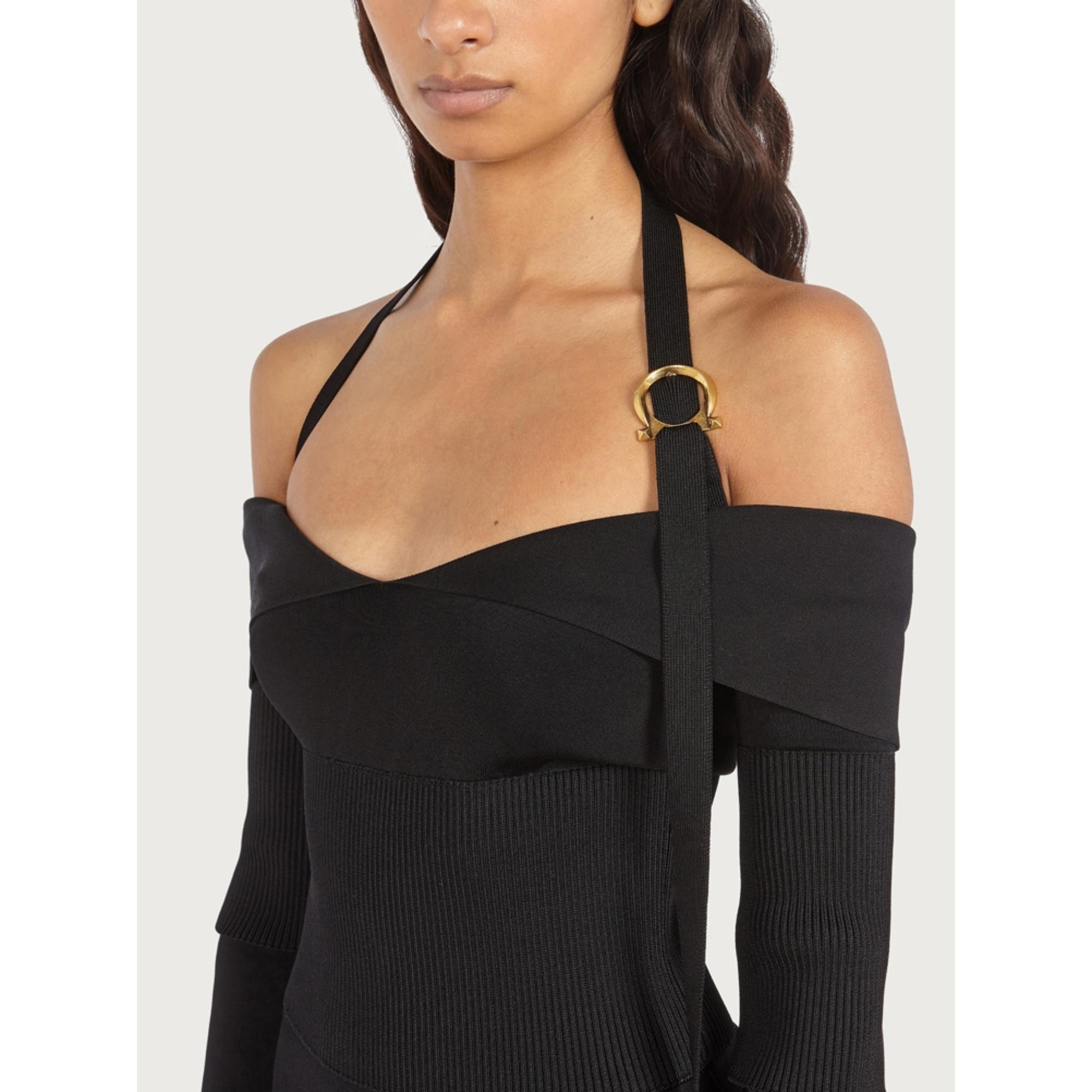 Women Halter Strap Dress - Black