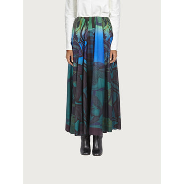 Women Hand-Printed Silk Skirt - Plum