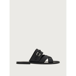 Men Sandals with Gancini Ornament [Width: M] - Black