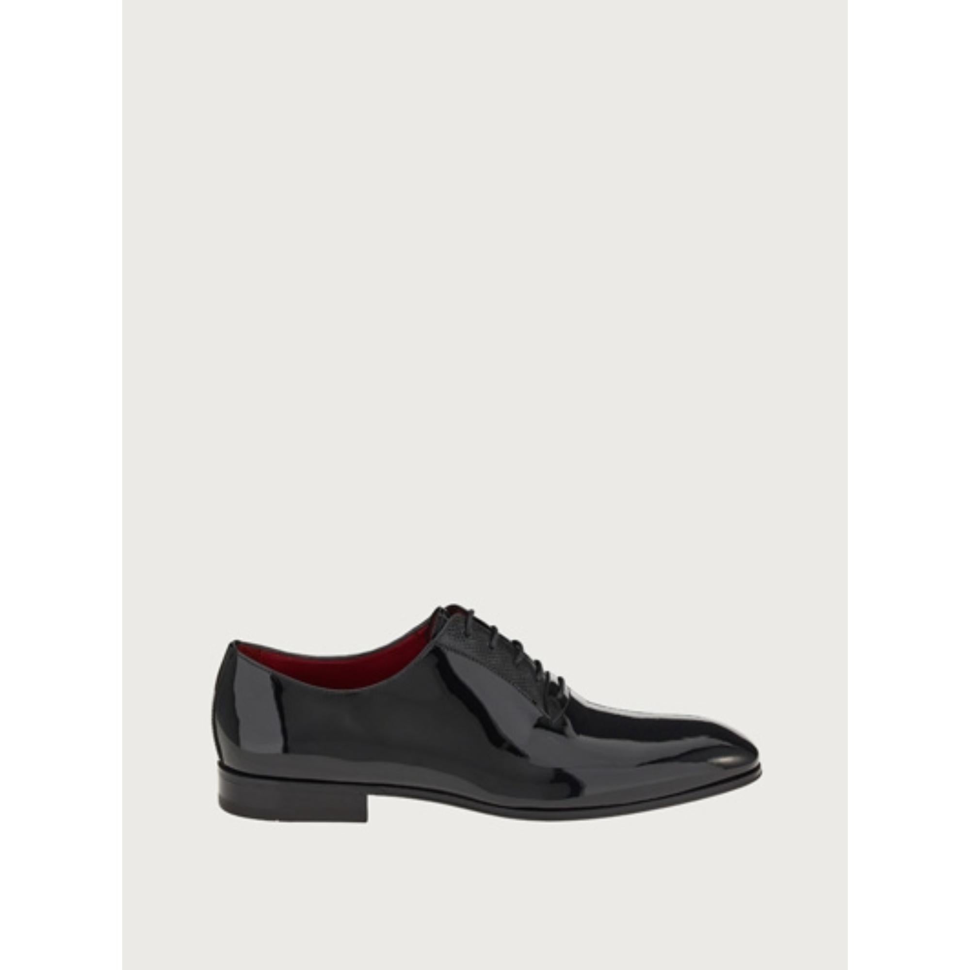 Men Patent Oxford Shoes [Width: 3E] - Black/Ferragamo Red