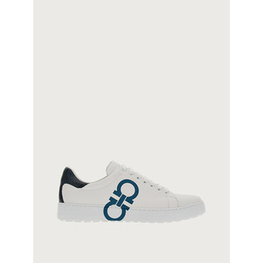 Men Gancini Sneakers [Width: M] - White/Mediterranean Blue