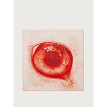 Women Eye Print Silk Foulard - White/Red