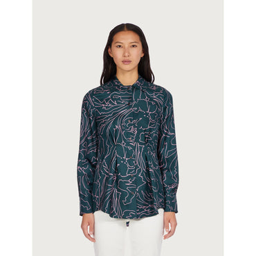 Women Printed Silk Shirt - Cornflower