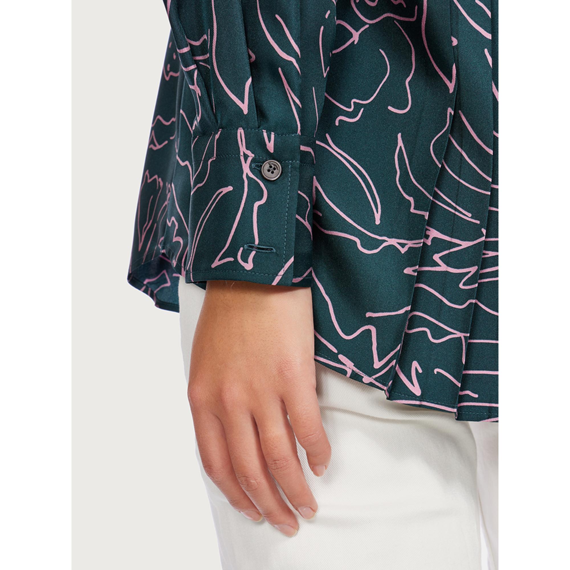 Women Printed Silk Shirt - Cornflower