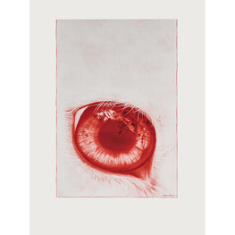 Women Eye Print Silk Stole - White/Red