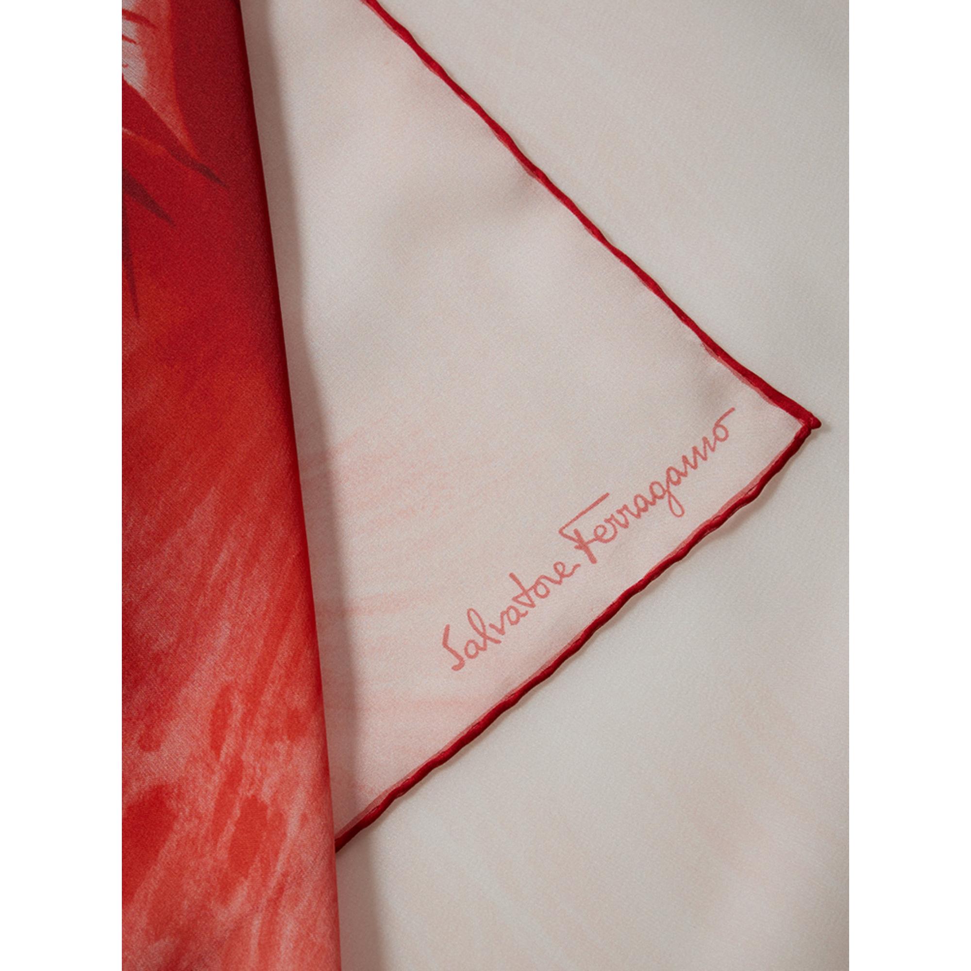 Women Eye Print Silk Stole - White/Red