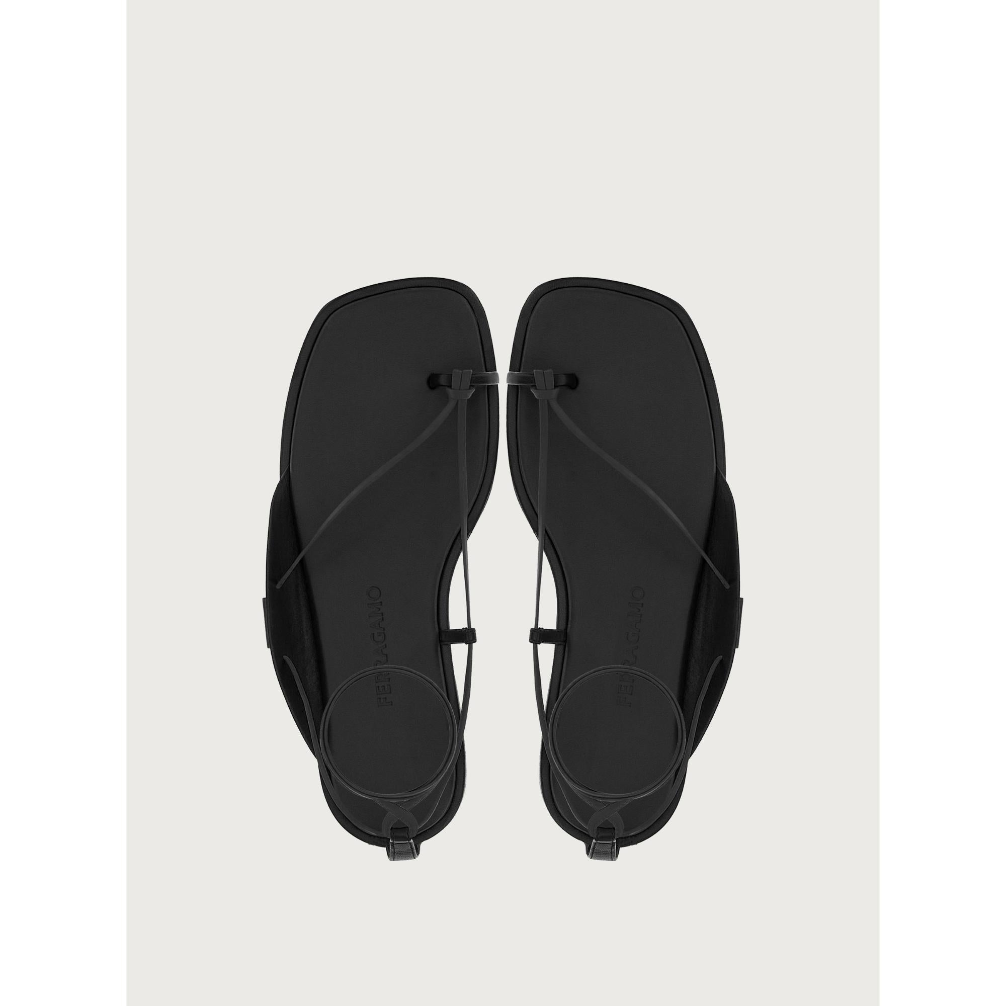 Men Thong Sandals with Square Toe [Width: M] - Black